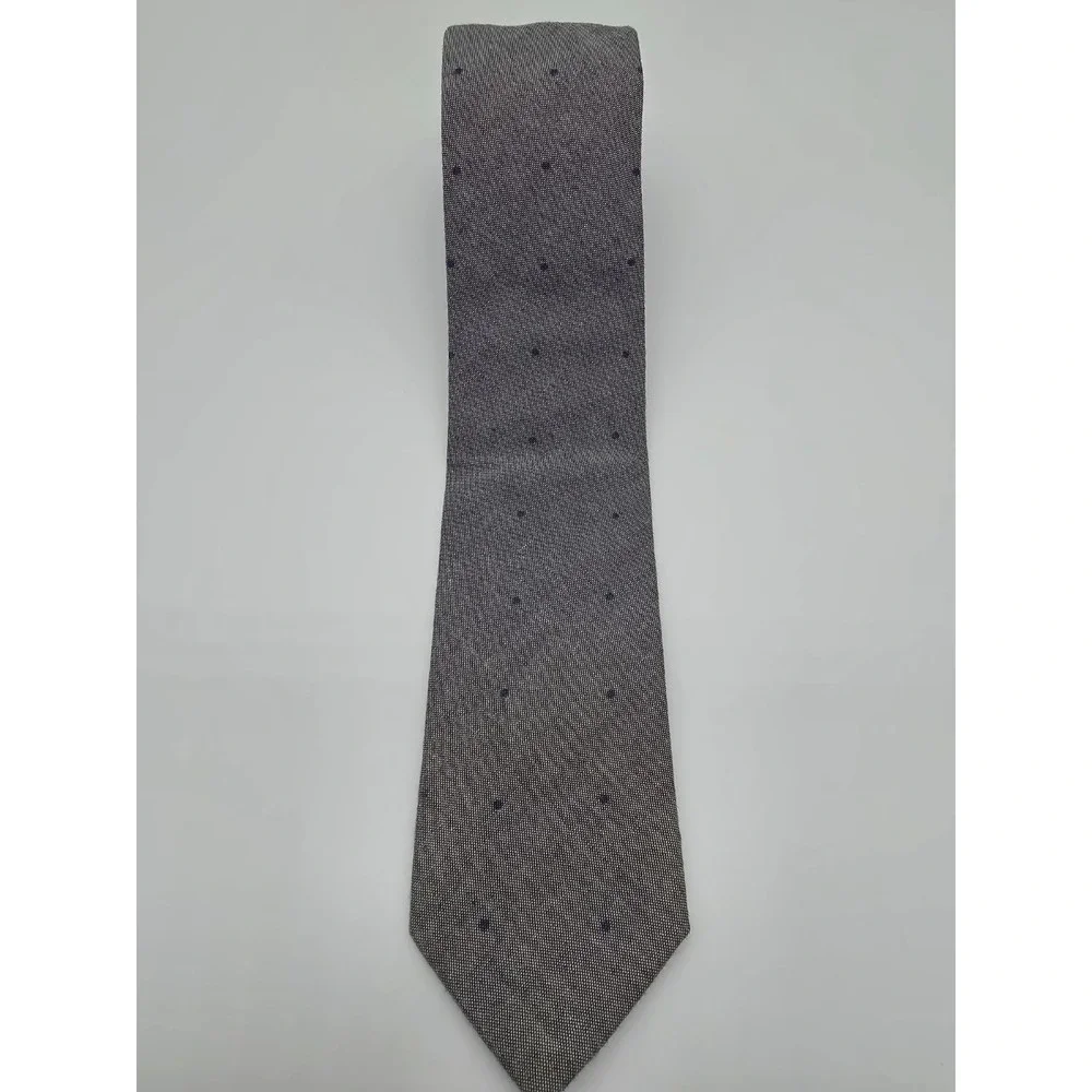 J.CREW Cotton Skinny Necktie Tie Gray Blue Spotted Pattern 60